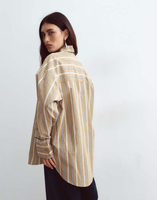 ARRANGE Premium Oversize-Hemd in Stein-Streifen, 5 von 5