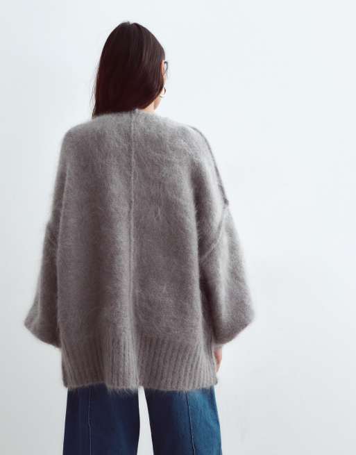 ARRANGE premium oversize mohairrik kofta i grått, 4 av 4