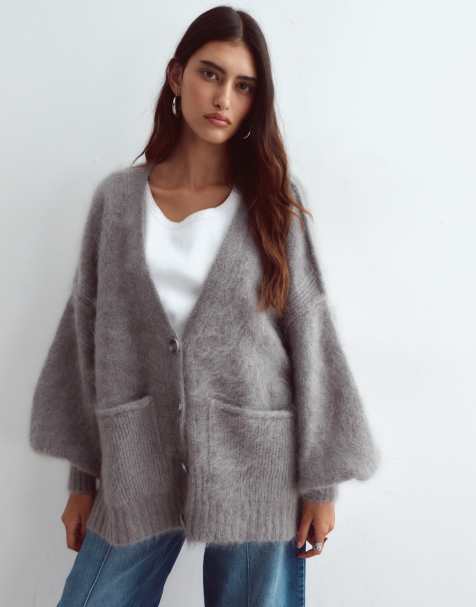 ARRANGE premium oversized cardigan i grå - view 1