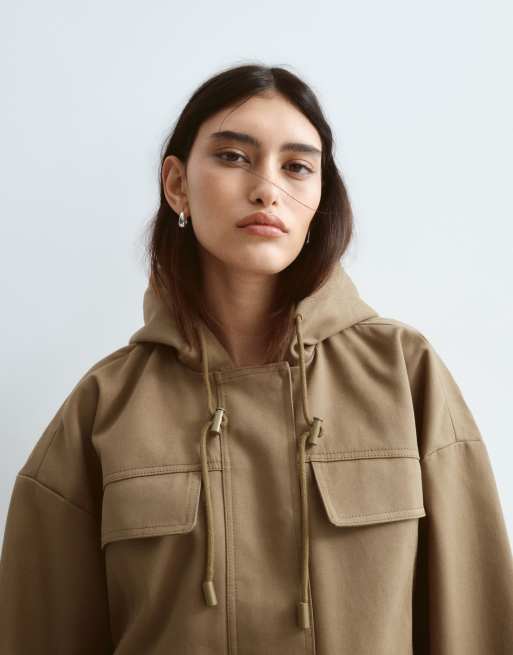 ARRANGE premium oversized cargo jacket in khaki, 2 of 4