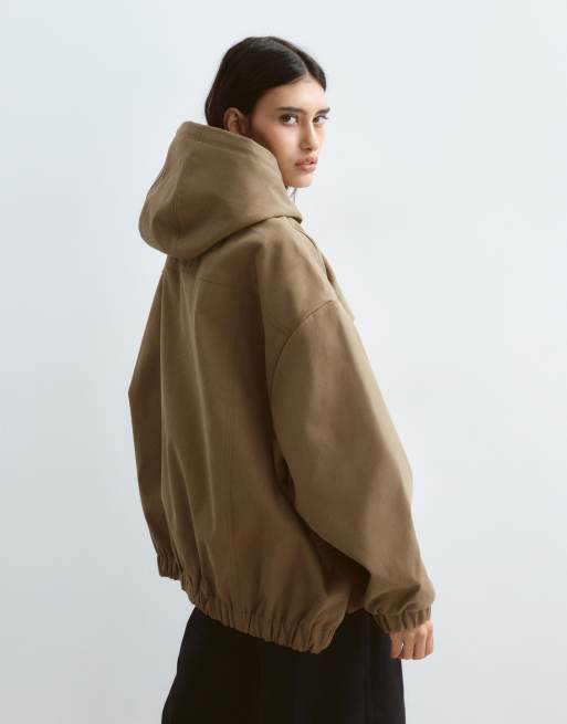 ARRANGE premium oversized cargo jacket in khaki, 4 of 4