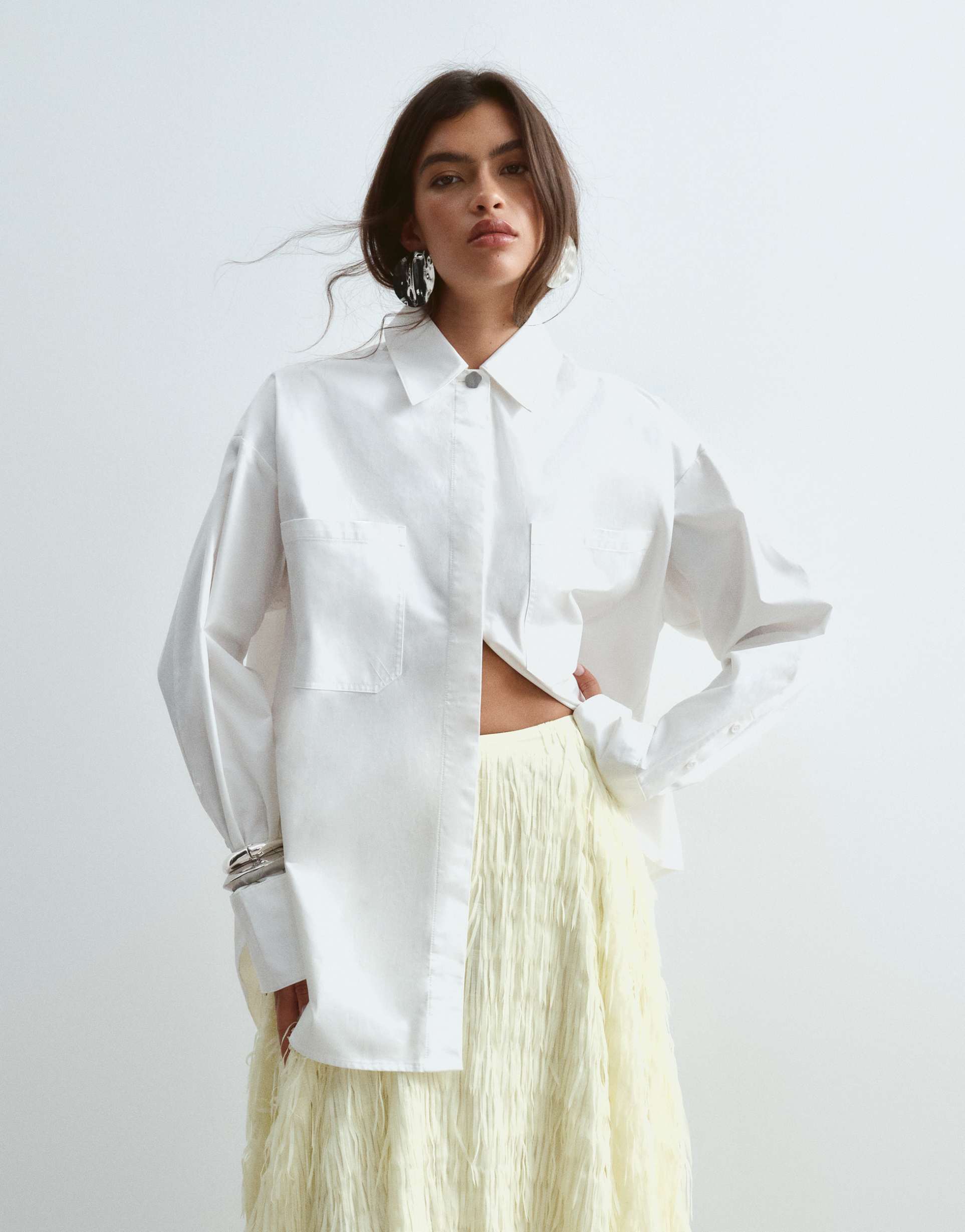arrange premium oversized shirt in white