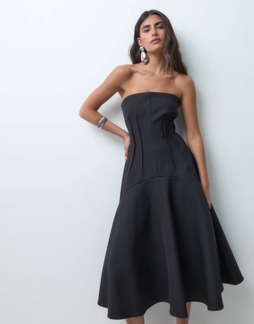 ARRANGE Premium - Robe bandeau mi-longue structurée et épurée - Noir, 5 de 5