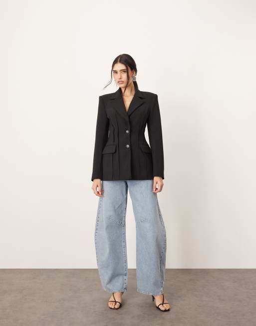 ARRANGE premium sculpted blazer in black