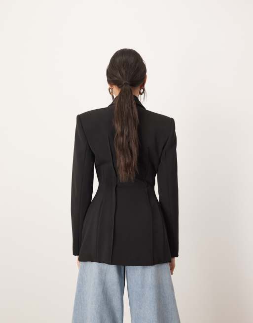 ARRANGE premium sculpted blazer in black, 4 of 4