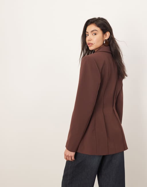 ARRANGE premium sculpted blazer in chocolate