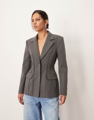 ARRANGE premium sculpted blazer in grey marl - view 1
