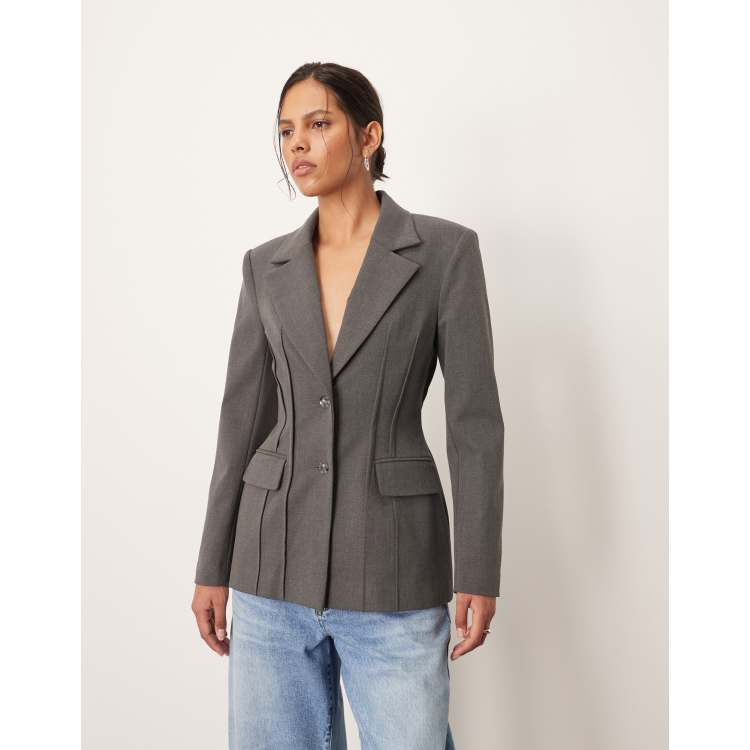 ARRANGE premium sculpted blazer in heather gray | ASOS