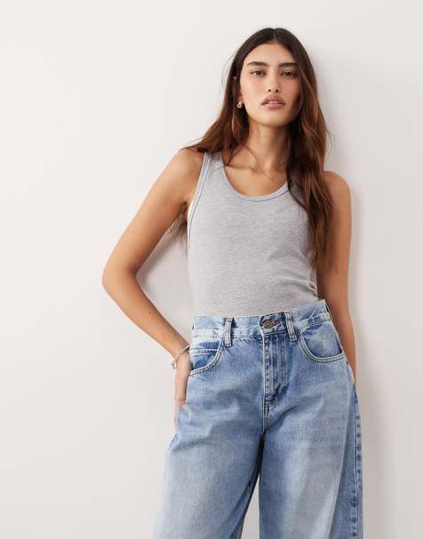 ARRANGE premium singlet top in grey marl - view 1