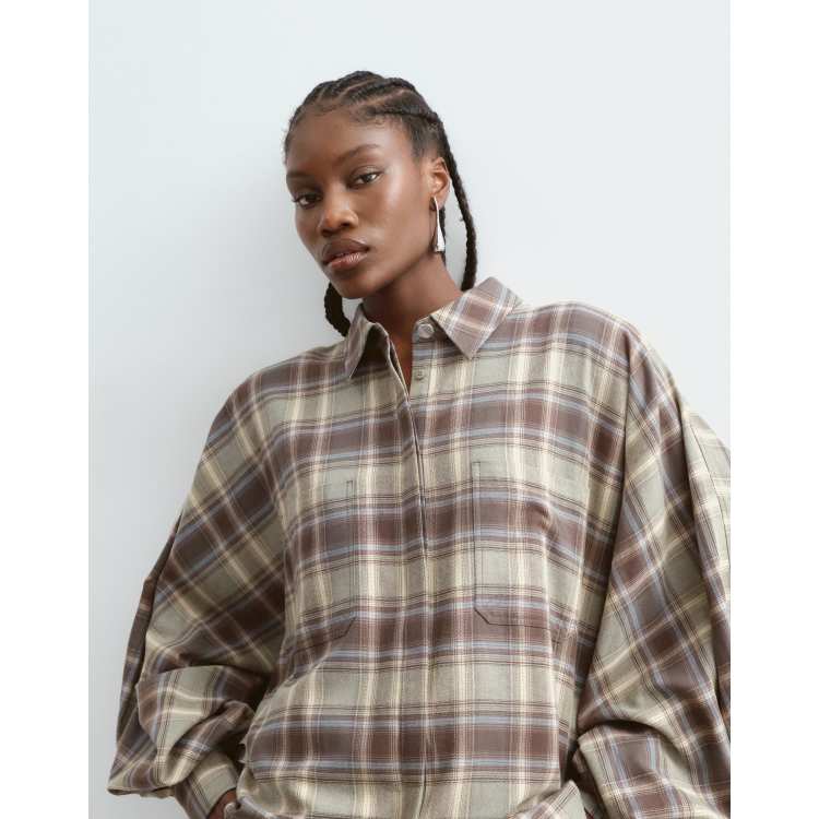 ARRANGE premium structured balloon sleeve shirt in check | ASOS