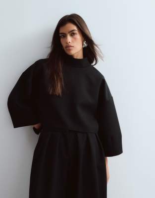 Arrange Premium Structured Boxy Top Co-ord In Black
