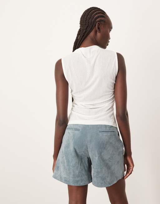 ARRANGE premium suede city shorts in light blue