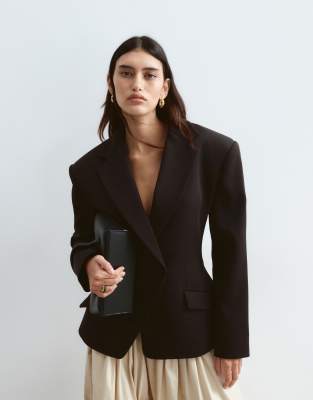 Arrange Premium Tailored Blazer With Cinched Waist In Black