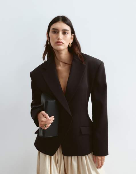 ARRANGE premium tailored blazer with cinched waist in black - view 1