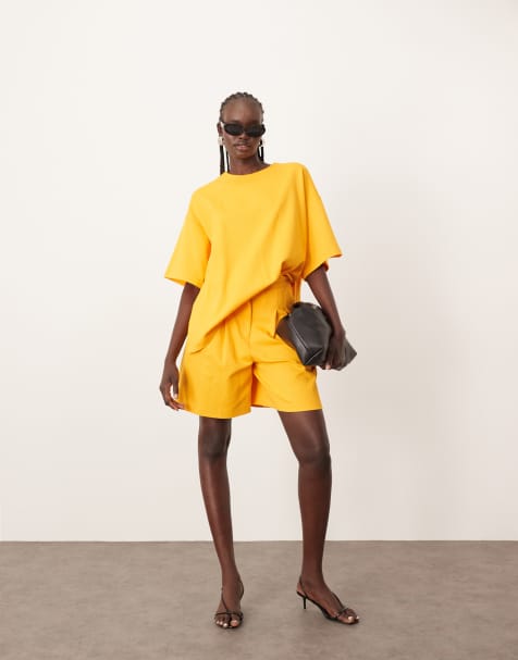 ARRANGE premium textured jersey city shorts in mango (part of a set) - view 1