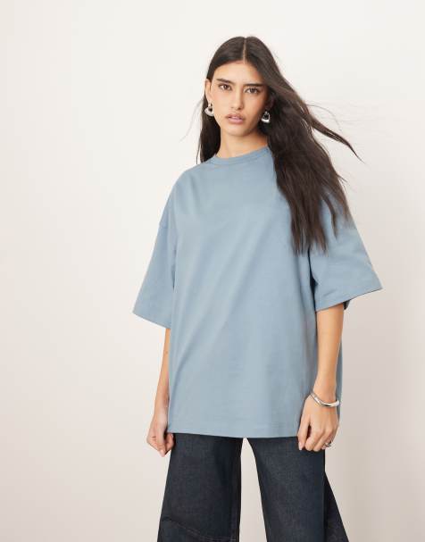 ARRANGE - Premium - Vasket blå oversized T-shirt i kraftigt stof - view 1