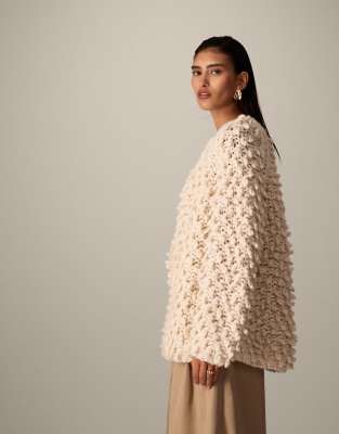 Arrange Pure Wool Hand Knit Ultimate Loop Fringe Sweater In White
