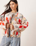 [ARRANGE] ARRANGE quilted bomber jacket in washed patchwork print-Multi S Patchwork