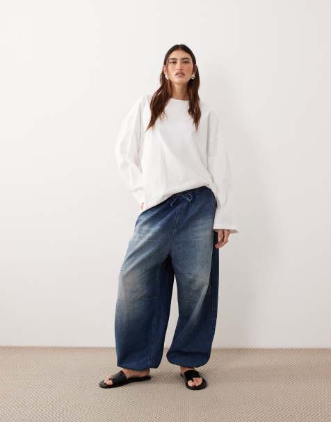 ARRANGE - Quinn - Vasket blå jeans med løbesnor i taljen og tøndeformede ben - view 1