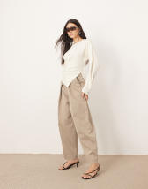 ASOS DESIGN cross wrap polyamide top in brown