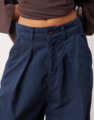 Arrange Curve Sydney Suede High Rise Barrel Pants In Blue
