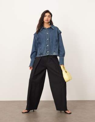 ARRANGE - Remi - Hose aus Leinen in Schwarz mit hohem Bund