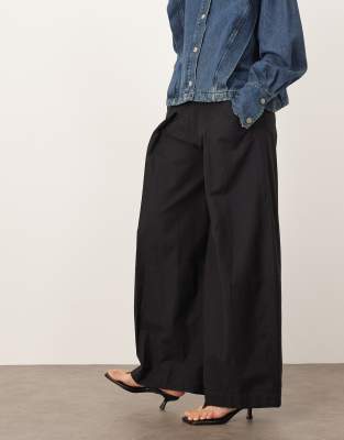 ARRANGE - Remi - Pantalon large en lin à taille haute - Noir
