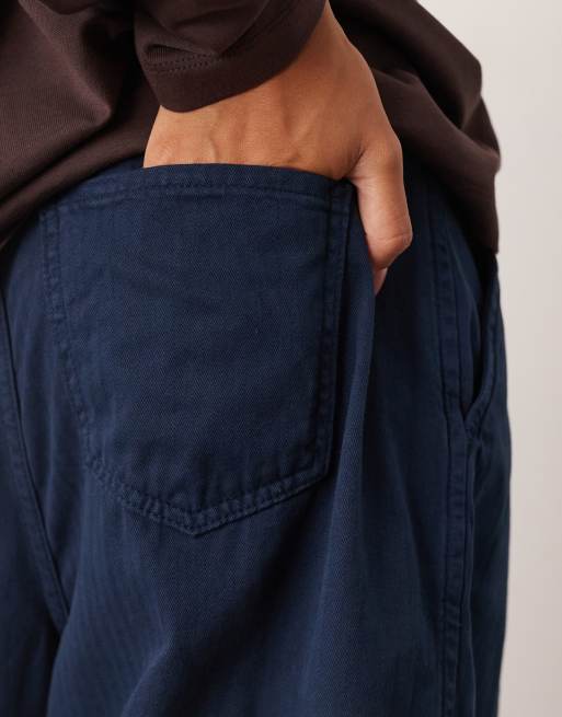 ARRANGE – Remi – Marinblå, vardagliga byxor i twill med barrelben, 4 av 5