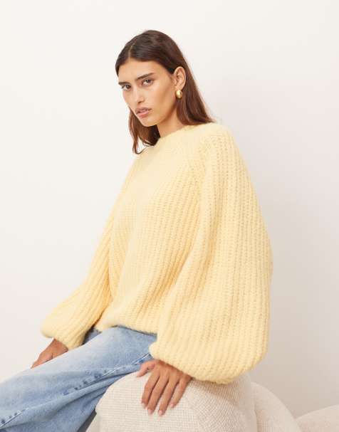 ARRANGE rib knit oversized wool blend sweater in buttermilk - view 1