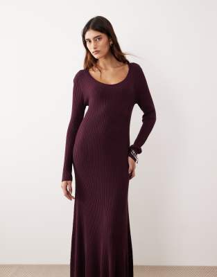 ARRANGE ribbed scoop neck maxi dress in cherry red
