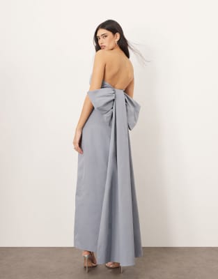 ARRANGE - Robe bandeau longue avec naud oversize - Bleu clair