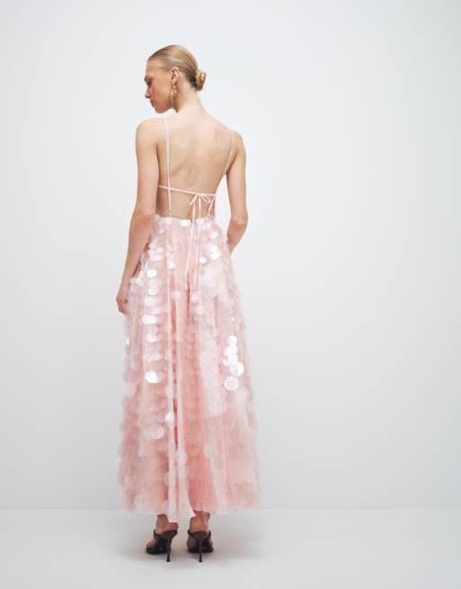 ARRANGE - Robe caraco mi-longue ornée de sequins avec jupe ample - Rose tendre, 2 de 7