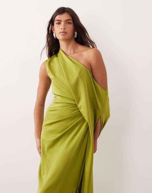 ARRANGE - Robe longue à épaule tombante oversize - Vert olive, 4 de 4