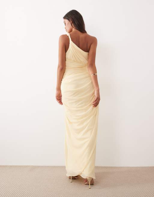 ARRANGE - Robe longue asymétrique drapée à torsade et détail en métal - Babeurre, 3 de 4