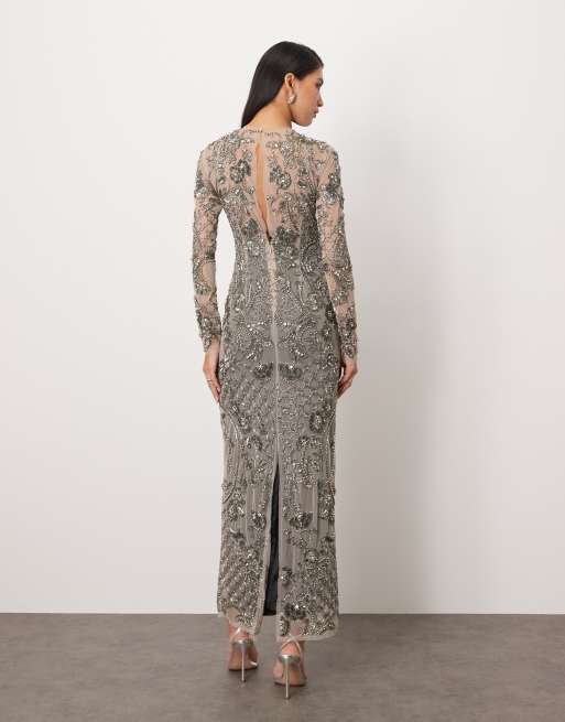 ARRANGE - Robe longue et ornementée style vintage - Argenté, 4 de 4