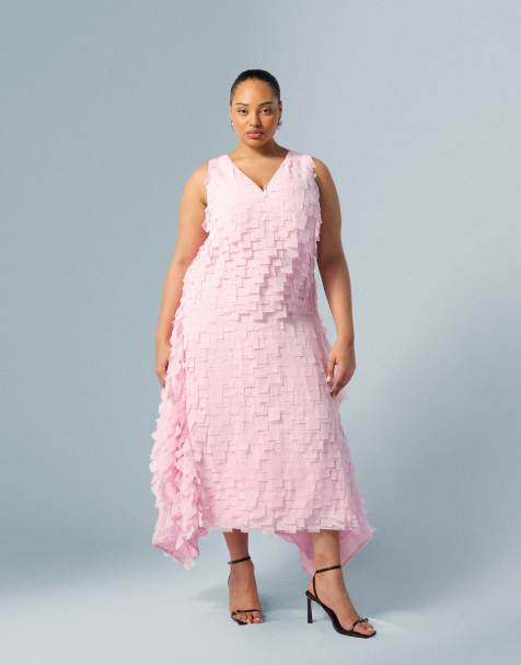 ARRANGE - Robe longue texturée à encolure carrée - Rose - view 1