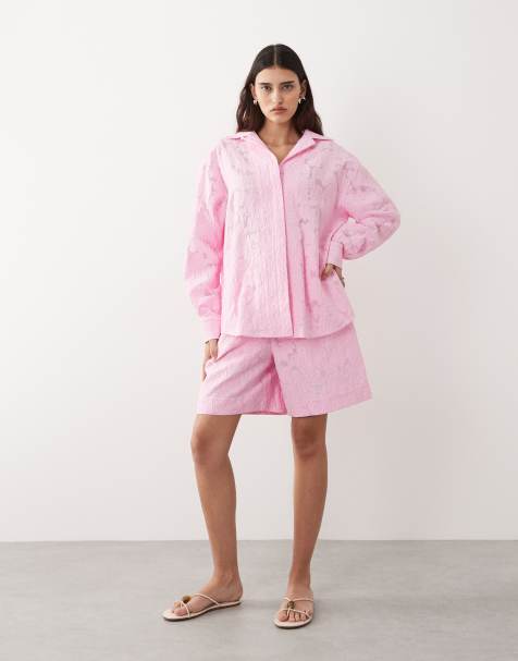 ARRANGE – Rosablommig skjorta i oversize och jacquard, del av set - view 1