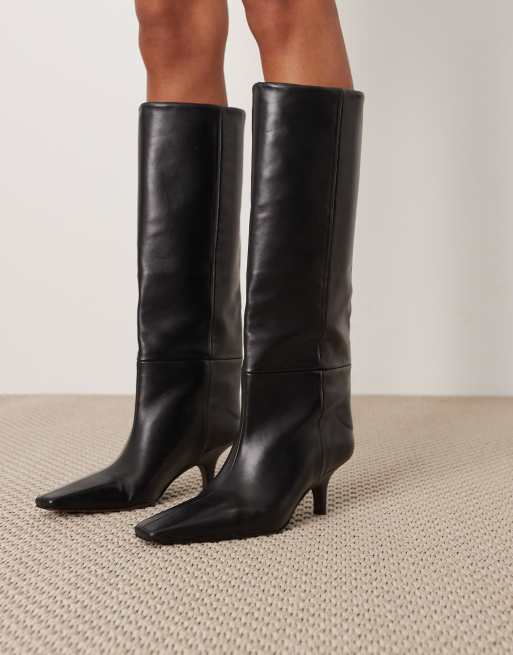 ARRANGE – Rowe – Hochwertige, kniehohe Lederstiefel in Schwarz mit Absatz, 3 von 4