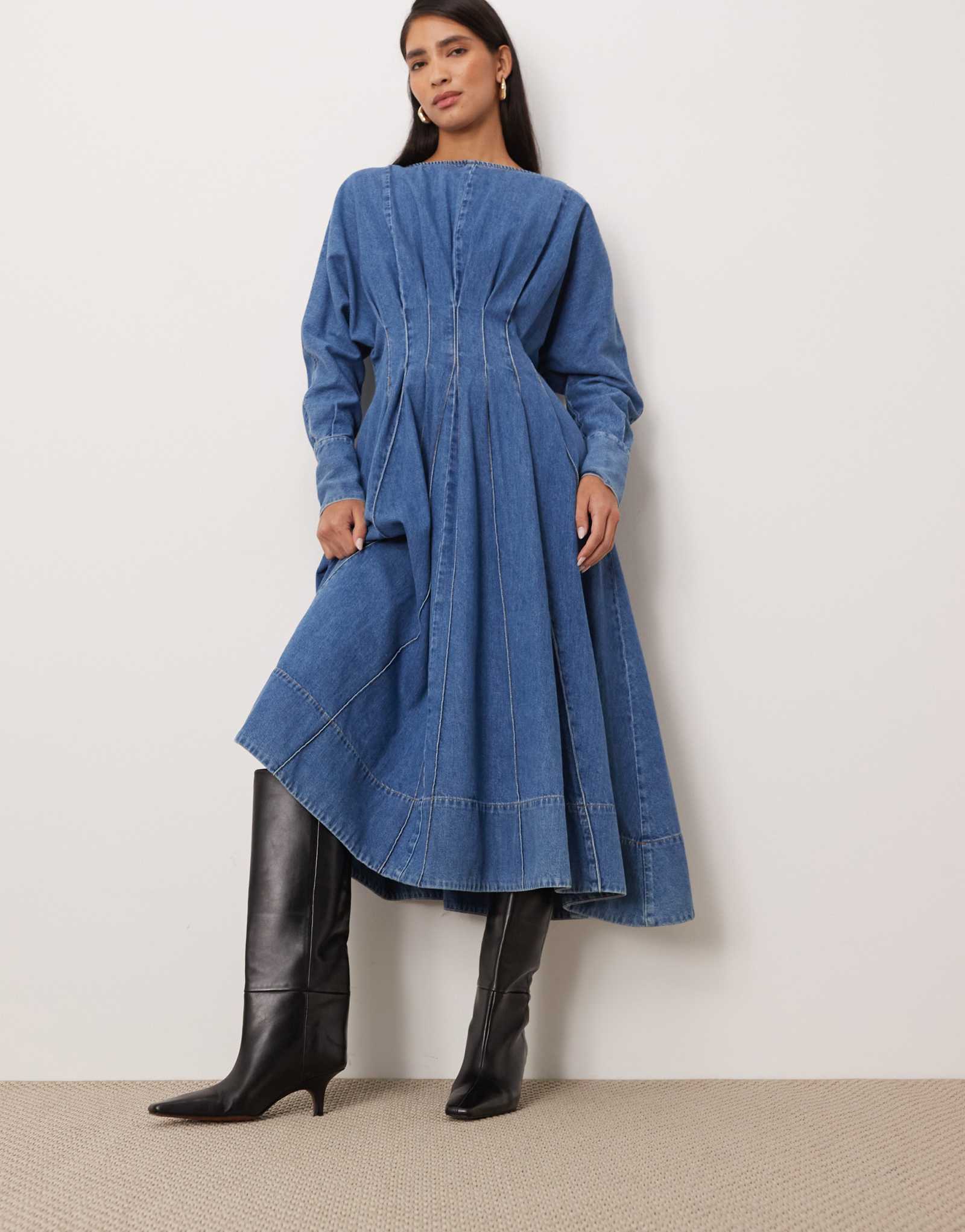 ЧЕРНЫЕ кожаные сапоги до колена на высоком каблуке ARRANGE Rowe премиум-класса