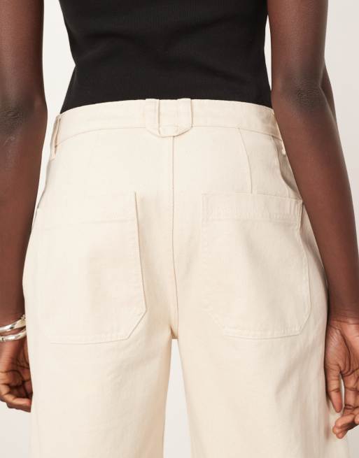 ARRANGE Rumi pleat detailing barrel leg denim jeans in ecru