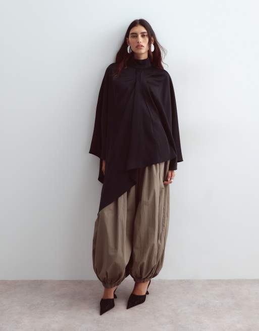 ARRANGE satin cape top in black, 2 of 4