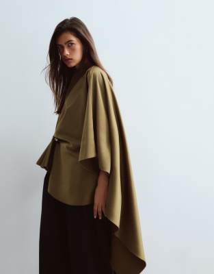Arrange Satin Drape Top With Hardware Detail In Green