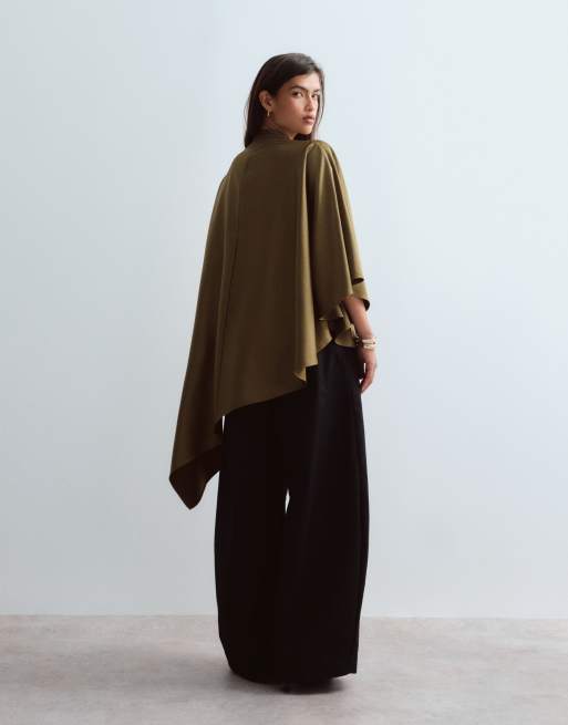 ARRANGE satin drape top with hardware detail in olive, 4 of 4