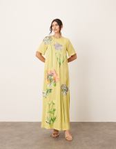 Dream Sister Jane floral jacquard midi dress in green and lilac