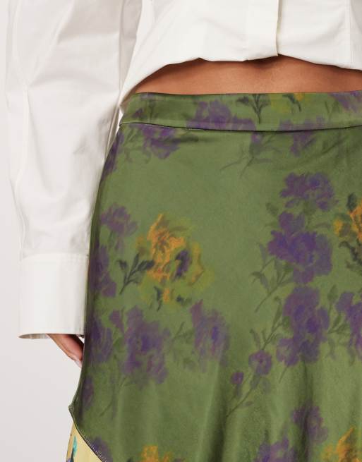 ARRANGE satin pleat mix midi skirt in spliced floral print, 5 of 5
