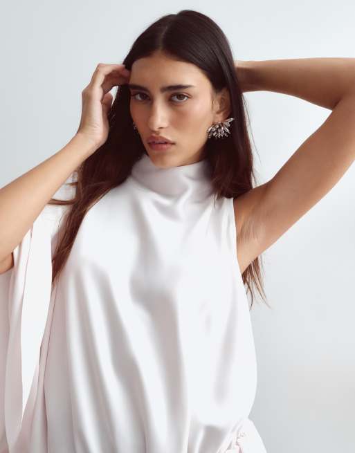 ARRANGE Satin-Top mit asymmetrischem Stufensaum in Perlmutt, 2 von 4