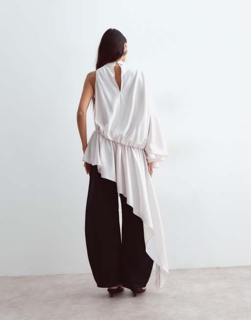 ARRANGE Satin-Top mit asymmetrischem Stufensaum in Perlmutt, 3 von 4