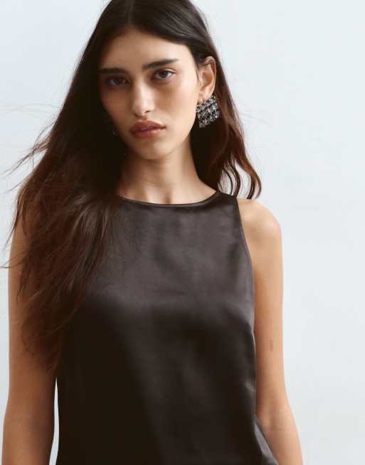 ARRANGE satin underlay cape top in black, 3 of 4
