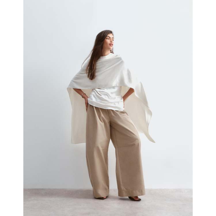 ARRANGE satin underlay cape top in cream | ASOS