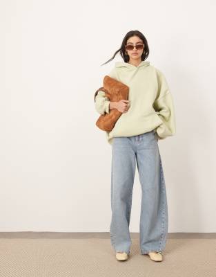 ARRANGE - Schwerer, hochwertiger Oversize-Kapuzenpullover in Pistazie-Grün